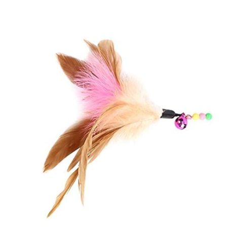 عصا ريشة بسلك تحفيزية تفاعلية لالعاب القطط بخرز وجرس هدايا ممتعة للعب مع القطط وتدريبهم