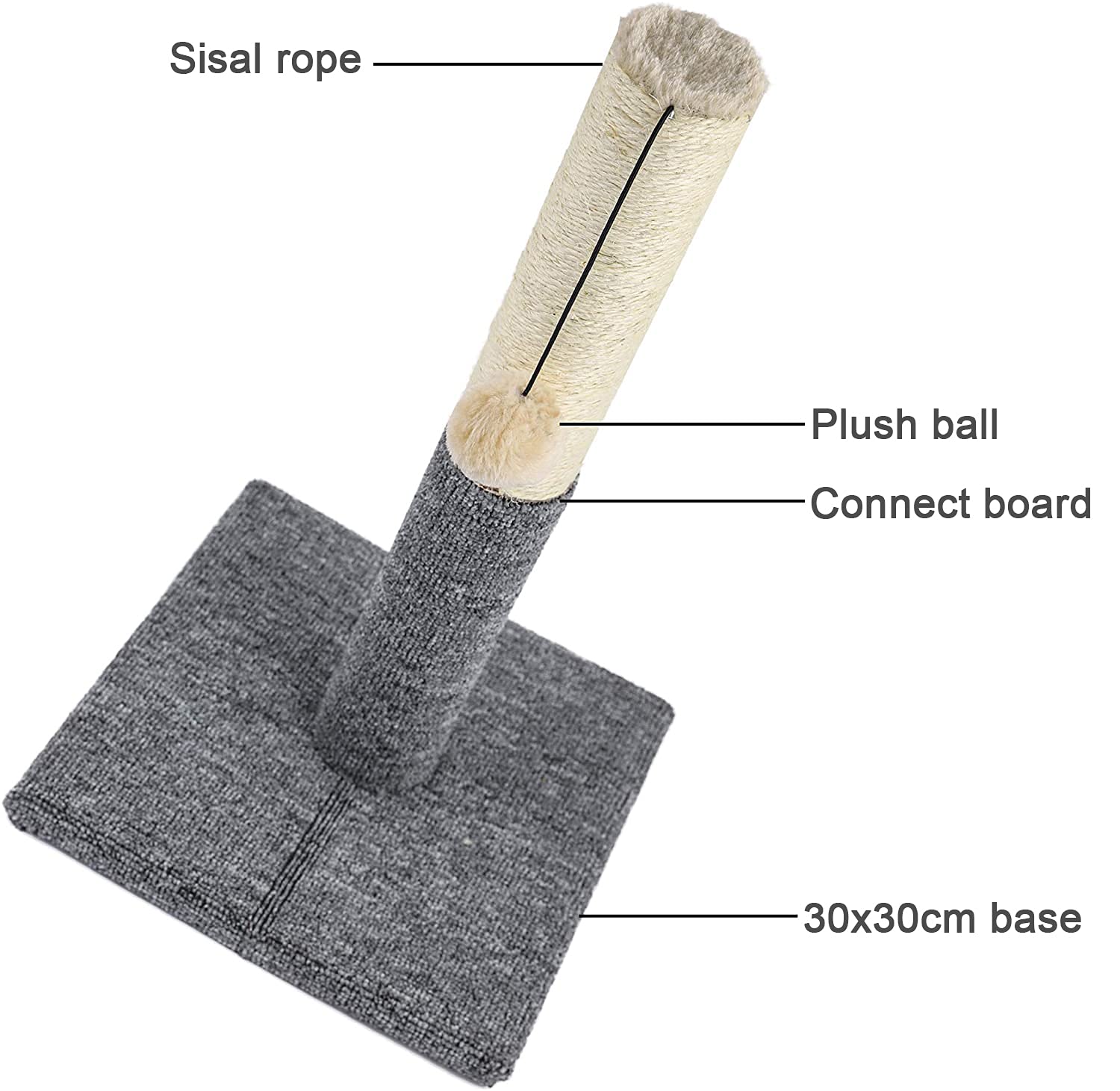 عمود خدش للقطط مع لعبة للقطط الأصغر والقطط الصغيرة من جلوكلاز، مادة السيزال المتينة تحافظ على نشاط مخالب القطط وتحمي أثاثك والأريكة