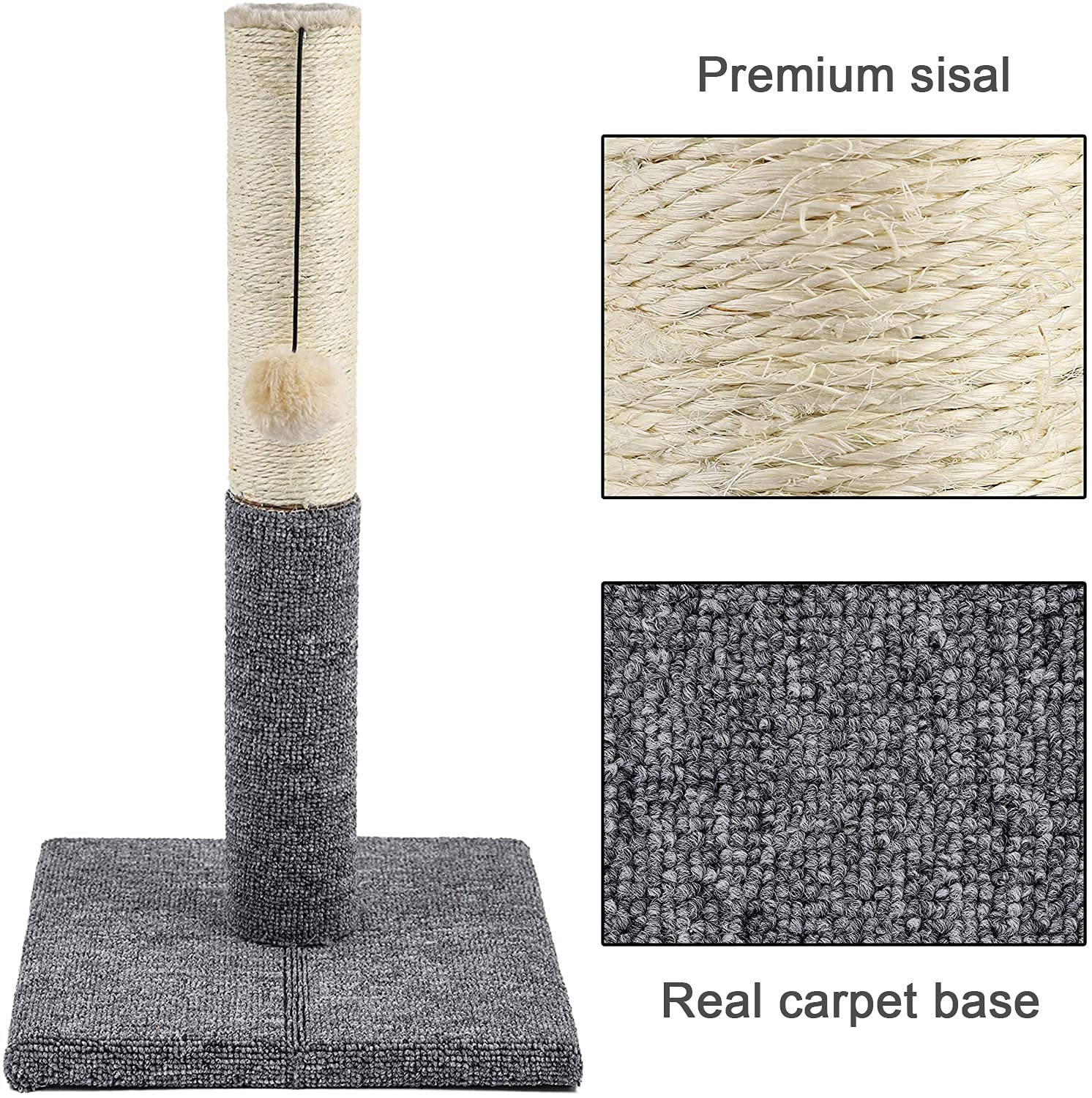عمود خدش للقطط مع لعبة للقطط الأصغر والقطط الصغيرة من جلوكلاز، مادة السيزال المتينة تحافظ على نشاط مخالب القطط وتحمي أثاثك والأريكة