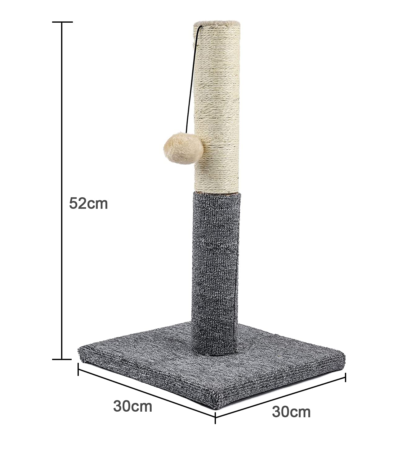 عمود خدش للقطط مع لعبة للقطط الأصغر والقطط الصغيرة من جلوكلاز، مادة السيزال المتينة تحافظ على نشاط مخالب القطط وتحمي أثاثك والأريكة