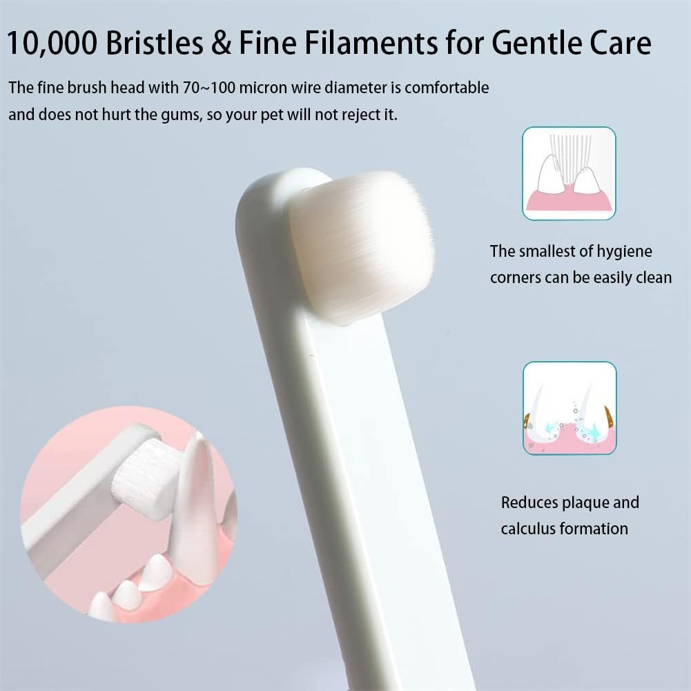 فرشاة اسنان للكلاب الاليفة من نالاكال فرش فائقة النعومة والقطط تنظيف للجراء والكلاب الصغيرة مجموعة 3 قطع ابيض/اخضر/بينك يدوي