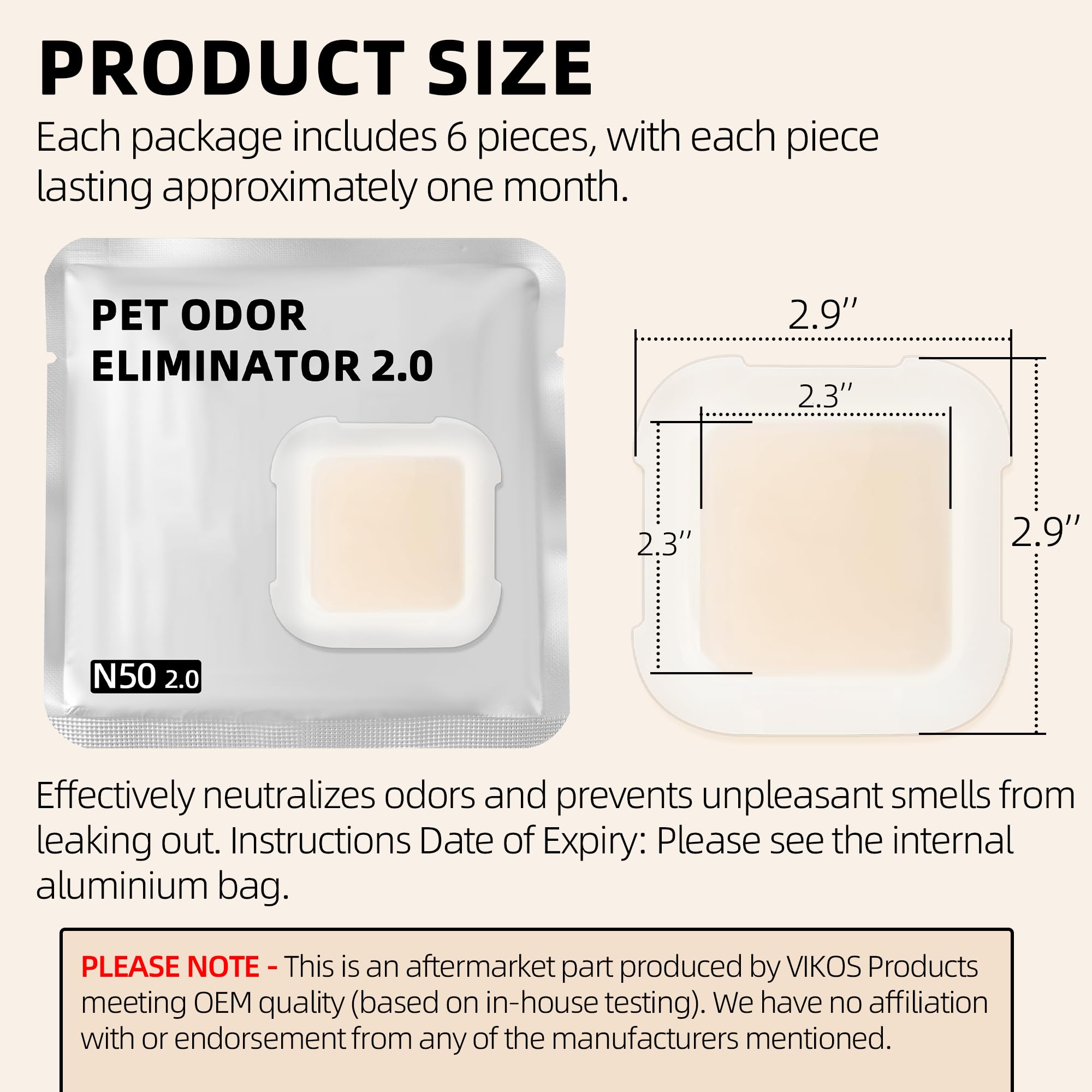 فيكوس برودكتس (عبوة من 6 قطع) مزيل روائح الحيوانات الاليفة 2.0 متوافق مع صندوق فضلات القطط، مزيل روائح القطط مناسب لصندوق فضلات القطط ذاتي التنظيف بوراماكس 2، للتحكم في روائح المرحاض