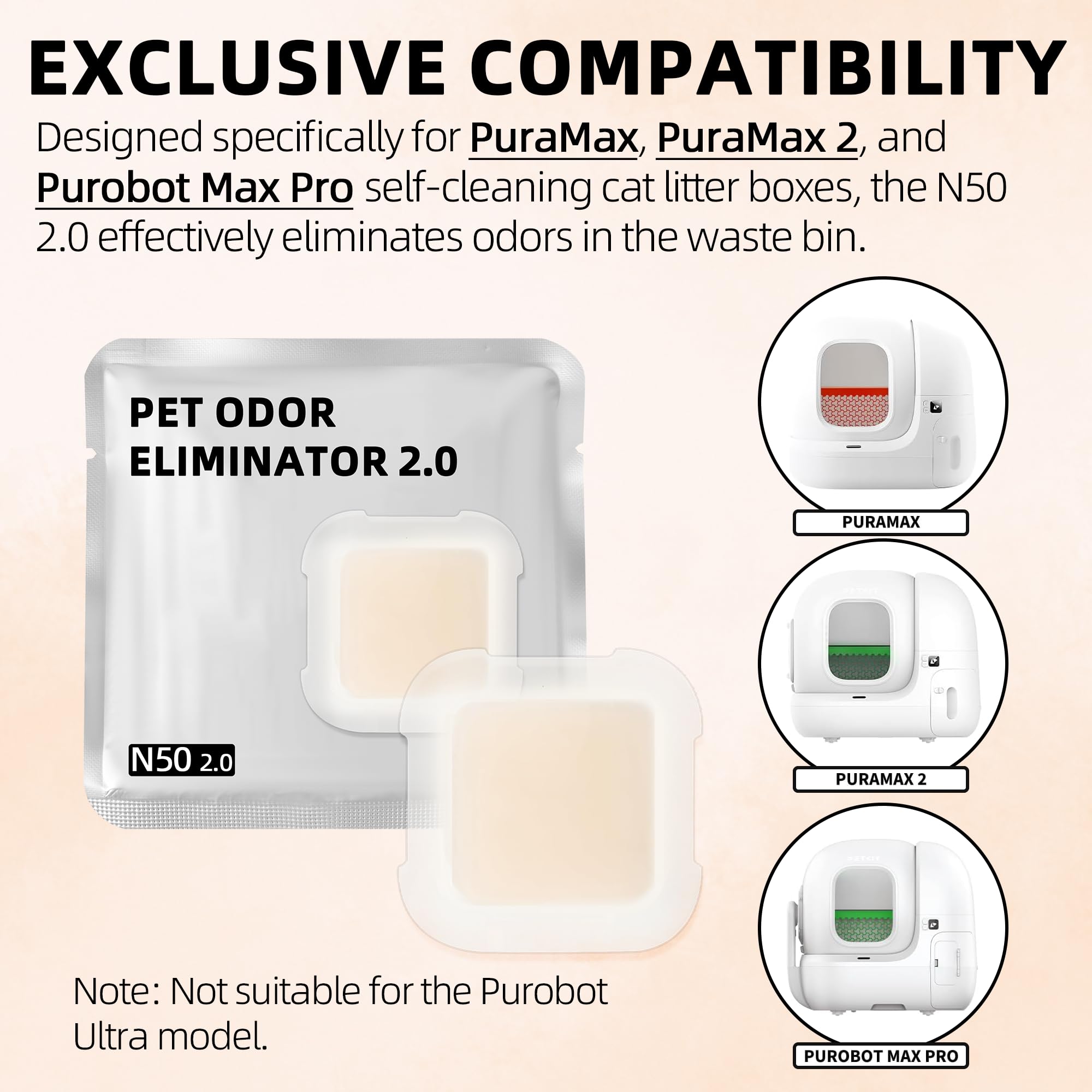 فيكوس برودكتس (عبوة من 6 قطع) مزيل روائح الحيوانات الاليفة 2.0 متوافق مع صندوق فضلات القطط، مزيل روائح القطط مناسب لصندوق فضلات القطط ذاتي التنظيف بوراماكس 2، للتحكم في روائح المرحاض