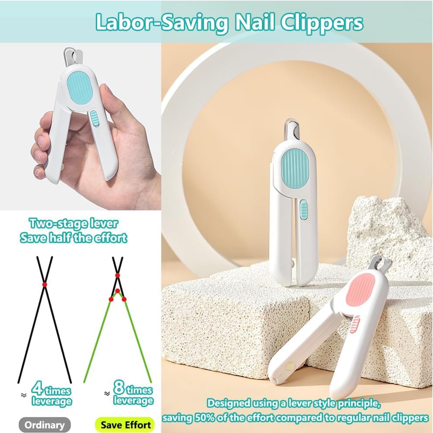 قصافة اظافر الحيوانات الاليفة من بوكيلا، اداة تشذيب للكلاب مع واقي امان مع ضوء LED وقطاعة اظافر واقية من الرذاذ للقطط في الاماكن المغلقة، اداة تشذيب احترافية للقطط الصغيرة