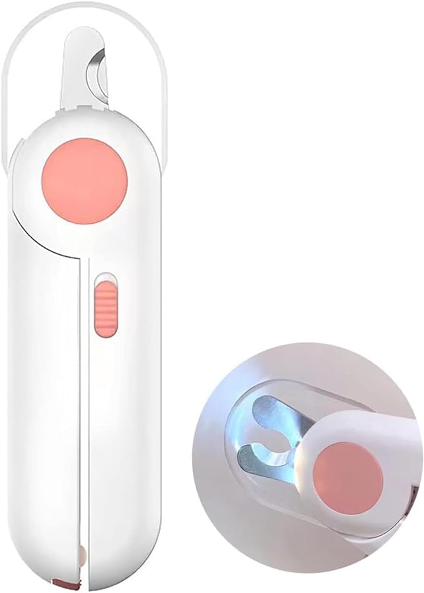 قصافة اظافر الحيوانات الاليفة من بوليفيا، اداة تشذيب اظافر باضاءة LED مع قفل امان للقطط والكلاب، تصميم راس دائري للعناية بالامن والدقيق، اداة العناية بالحيوانات الاليفة الاساسية للاستخدام المنزلي