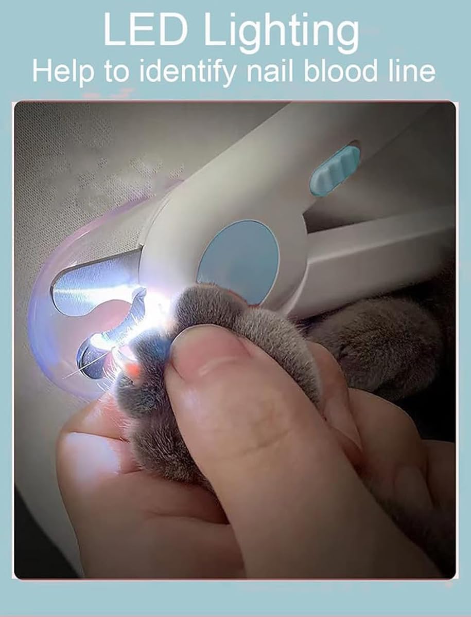 قصافة اظافر الحيوانات الاليفة من بوليفيا، اداة تشذيب اظافر باضاءة LED مع قفل امان للقطط والكلاب، تصميم راس دائري للعناية بالامن والدقيق، اداة العناية بالحيوانات الاليفة الاساسية للاستخدام المنزلي