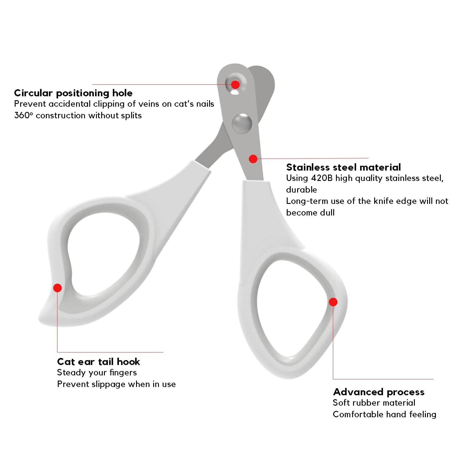 قصافة اظافر القطط من اكس سبرينج، قصافة مخالب الحيوانات الاليفة من الستانلس ستيل سهلة الاستخدام، قصافة مخالب دائرية امنة لقص مخالب القطط، قصافة اظافر الحيوانات الاليفة المتينة للقطط الصغيرة والقطط