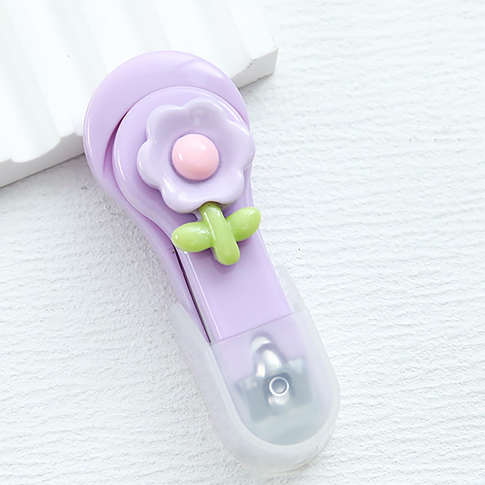 قصافة اظافر بتصميم كرتوني لطيف لسلامة المنزل، مقص اظافر محمول - زهرة ارجوانية LCC796-03