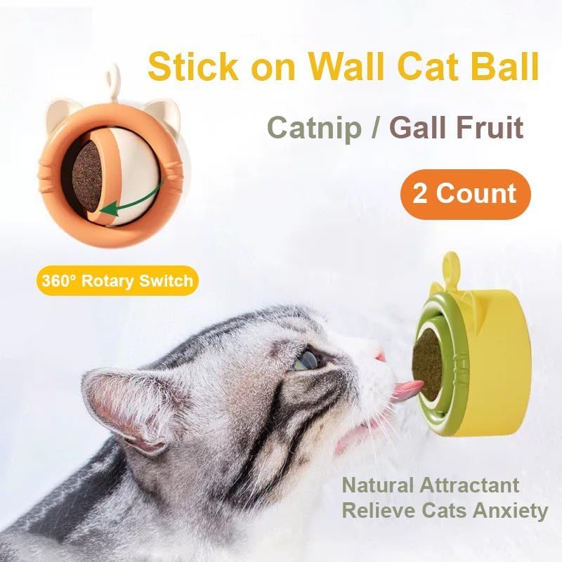 كرات العاب فاكهة النعناع البري والمرارة من تزويق، كرات طاقة دوارة 360 درجة، العاب لعق ومضغ صالحة للاكل لصحة الاسنان، حلوى مثبتة على الحائط للقطط