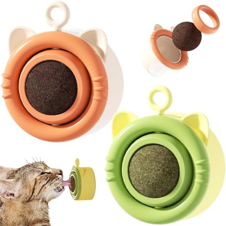 كرات العاب فاكهة النعناع البري والمرارة من تزويق، كرات طاقة دوارة 360 درجة، العاب لعق ومضغ صالحة للاكل لصحة الاسنان، حلوى مثبتة على الحائط للقطط