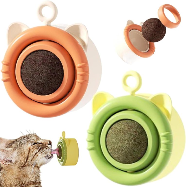 كرات العاب فاكهة النعناع البري والمرارة من تزويق، كرات طاقة دوارة 360 درجة، العاب لعق ومضغ صالحة للاكل لصحة الاسنان، حلوى مثبتة على الحائط للقطط