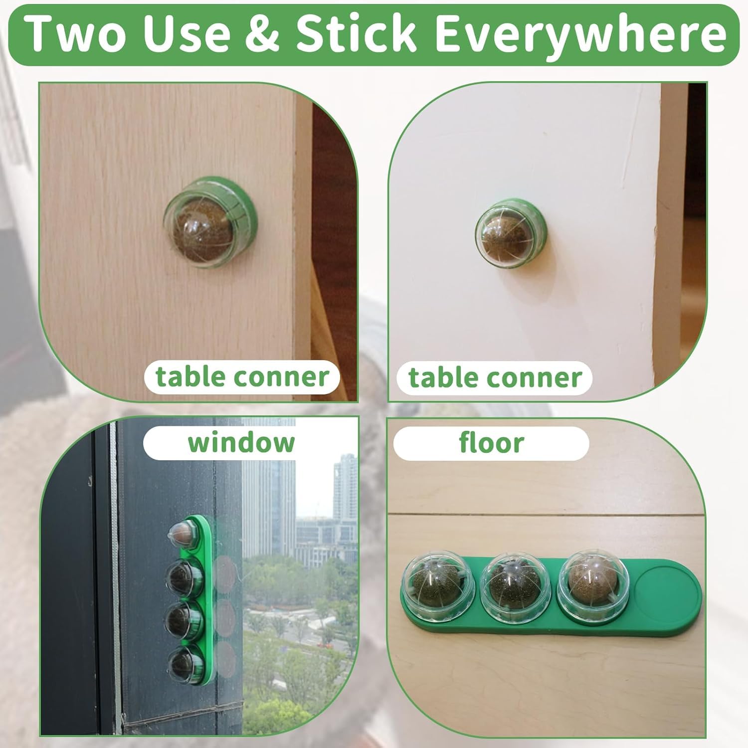 كرات النعناع البري الجدارية للقطط، كرات لعق للقطط للتعليق على الجدار مع ملصقات نعناع بري، ألعاب جدارية دوارة للمضغ تحافظ على صحة الأسنان، بثلاث نكهات، كرة لتعزيز طاقة القططـ عبوة من 4 قطع بلون رمادي