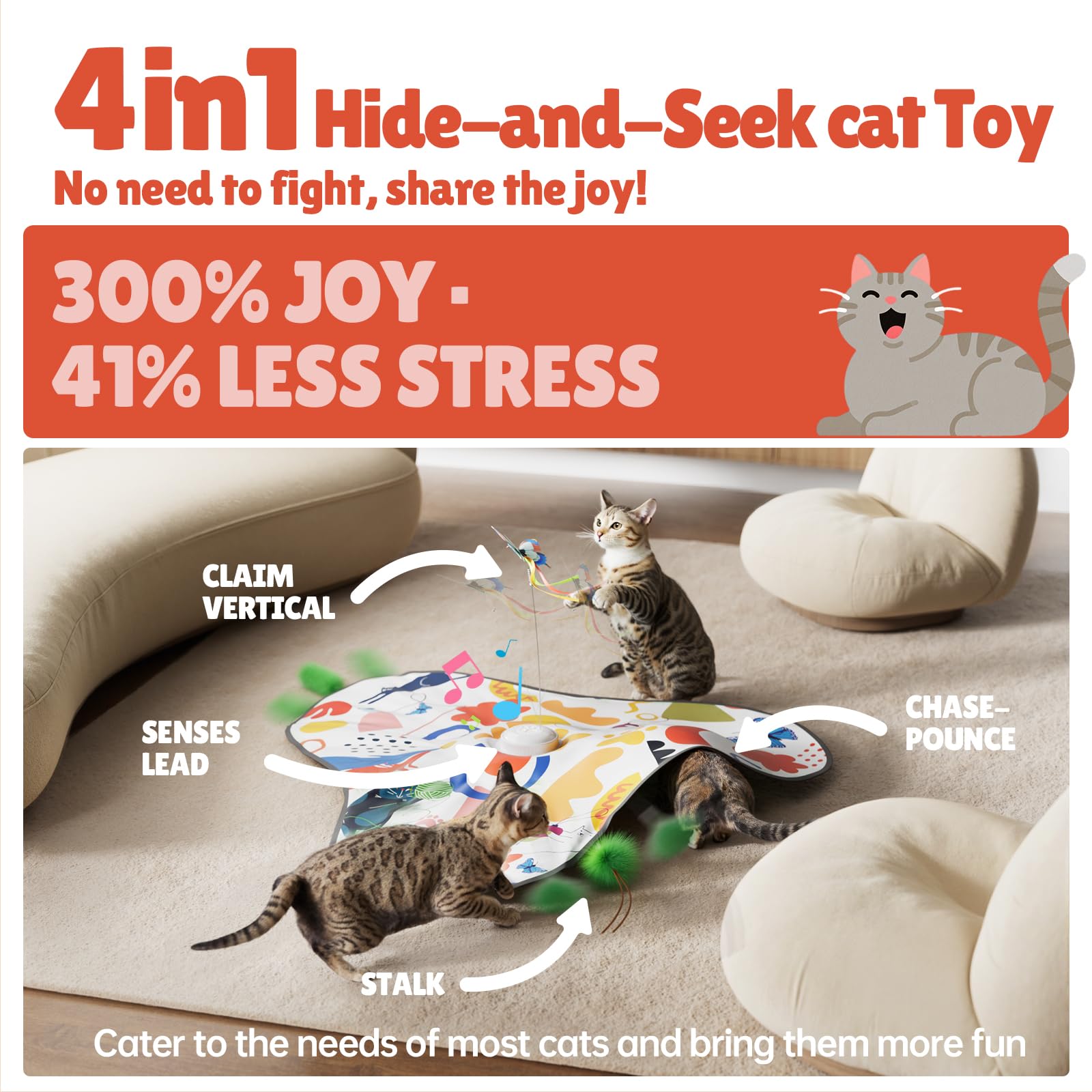 لعبة تفاعلية اوتوماتيكية للقطط المنزلية قابلة لإعادة الشحن من ستيريكس، بتصميم طائر مخفي متحرك باللمس وفأر بصوت صرير، ألعاب تدريب للقطط في الأماكن المغلقة