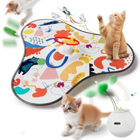لعبة تفاعلية اوتوماتيكية للقطط المنزلية قابلة لإعادة الشحن من ستيريكس، بتصميم طائر مخفي متحرك باللمس وفأر بصوت صرير، ألعاب تدريب للقطط في الأماكن المغلقة