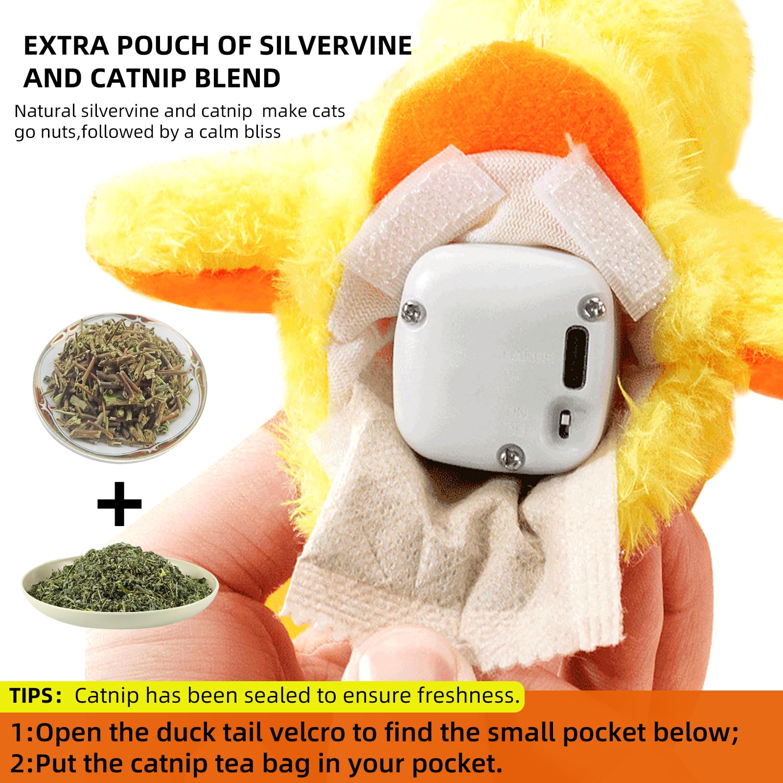 لعبة قطة تفاعلية على شكل بطة زقزقة، لعبة للقطط الصغيرة الاوتوماتيكية التي تعمل باللمس مع USB، لعبة بطة واقعية واجنحة رفرفة، العاب كيكر للقطط لطيفة، العاب تدريب للقطط لجميع السلالات (اصفر)