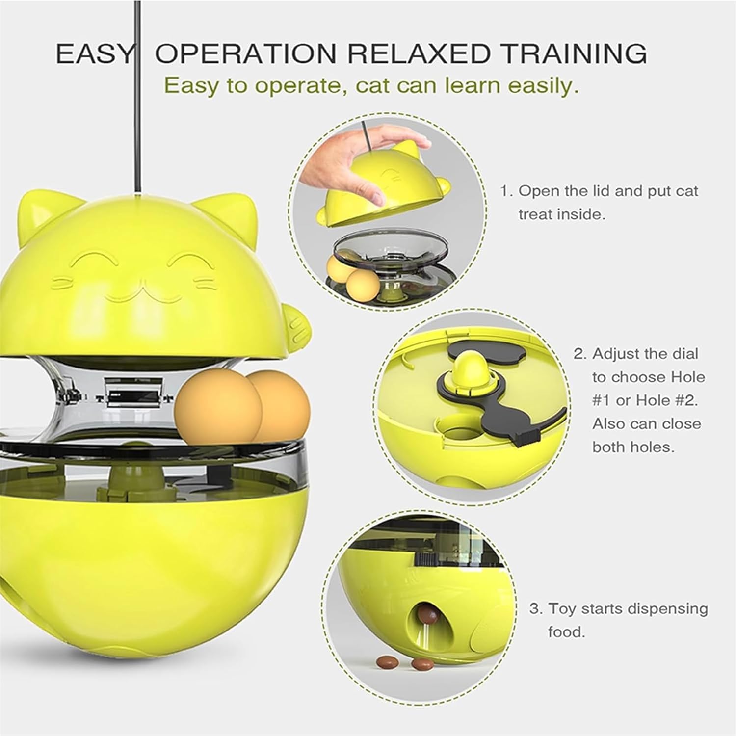 لعبة موزع حلوى القطط من اواسيسجالور - لعبة تفاعلية للقطط وكرة حلوى القطط، وحدة تغذية احجية تفاعلية للقطط، لعبة احجية طعام القطط، مناسبة لجميع انواع القطط والكلاب الاليفة الصغيرة