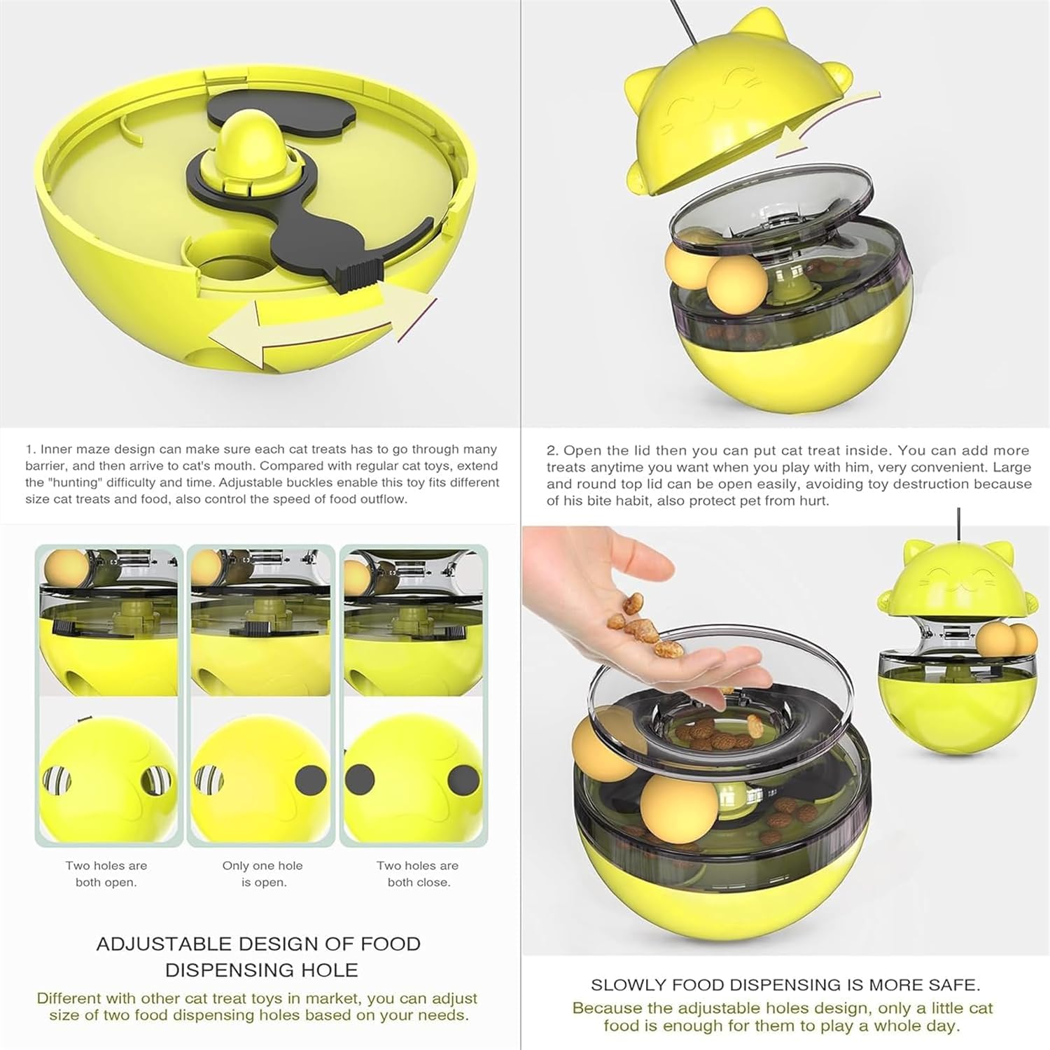 لعبة موزع حلوى القطط من اواسيسجالور - لعبة تفاعلية للقطط وكرة حلوى القطط، وحدة تغذية احجية تفاعلية للقطط، لعبة احجية طعام القطط، مناسبة لجميع انواع القطط والكلاب الاليفة الصغيرة