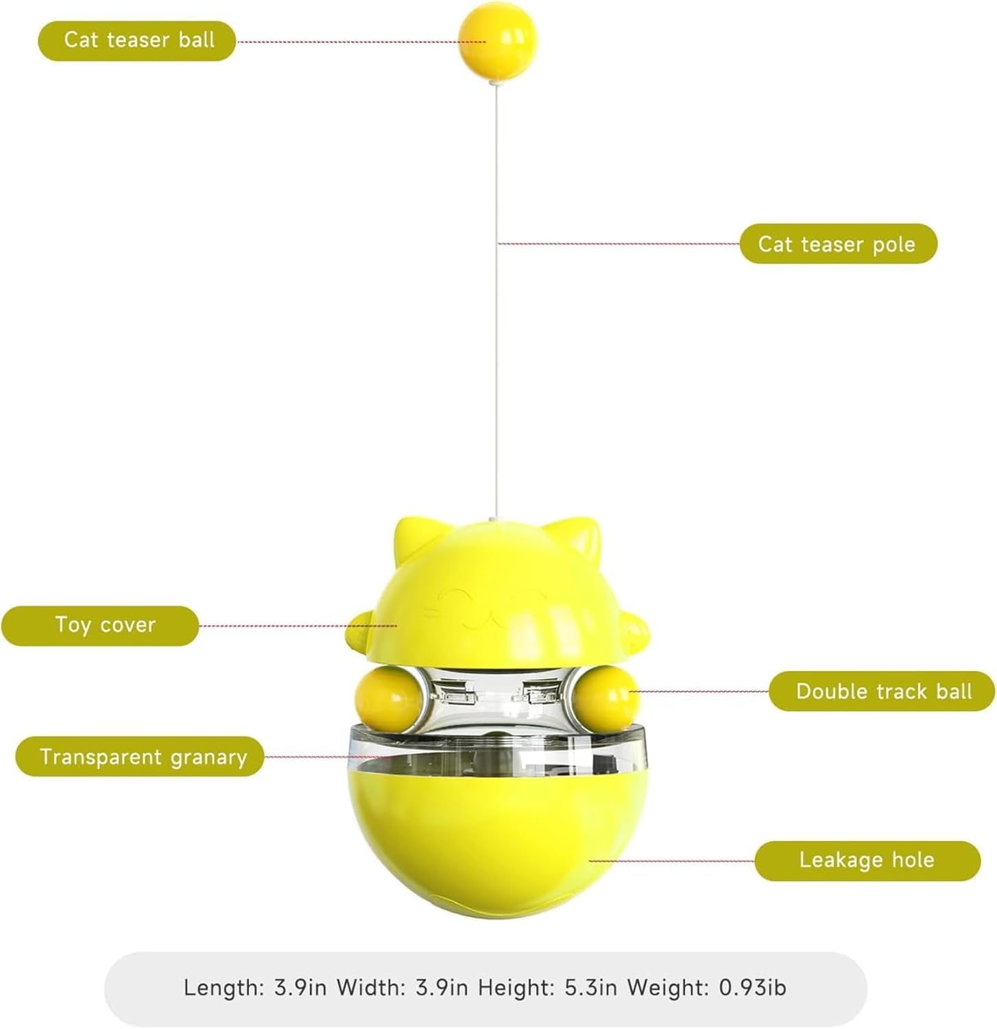 لعبة موزع حلوى القطط من اواسيسجالور - لعبة تفاعلية للقطط وكرة حلوى القطط، وحدة تغذية احجية تفاعلية للقطط، لعبة احجية طعام القطط، مناسبة لجميع انواع القطط والكلاب الاليفة الصغيرة