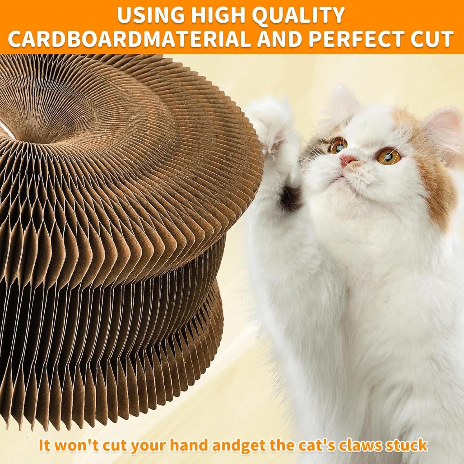 لوح خدش لعبة القطط، لعبة اكورديون تفاعلية مدمجة مع كرة جرس، لوح خدش سحري للقطط يعزز صحة المخالب ويخفف القلق ويحمي الاثاث