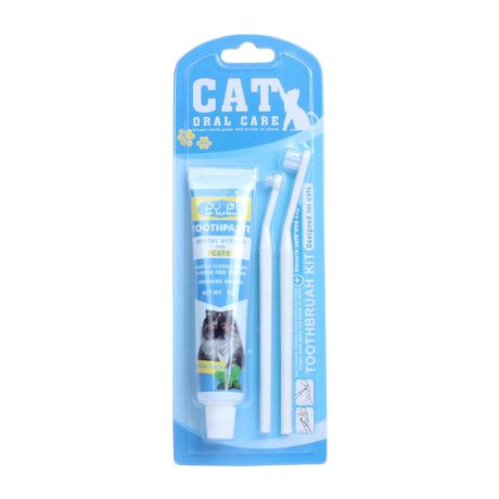 مجموعة اسنان الحيوانات الاليفة للقطط، مجموعة من 3 قطع تتضمن معجون اسنان للقطط، فرشاة اسنان للقطط، تزيل رائحة الفم الكريهة، حل سهل لانعاش النفس وتنظيف الاسنان وازالة البقع، مجموعة العناية بفم الحيوانات