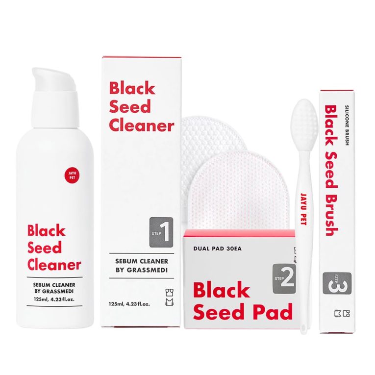 مجموعة العناية بحب الشباب للقطط من 3 خطوات جايو بيت - منظف لا يسبب الحساسية لحب والقطط السوداء 1EA وسادات مزدوجة الجوانب مناديل مبللة 30 قطعة فرشاة سيليكون ناعمة للعناية