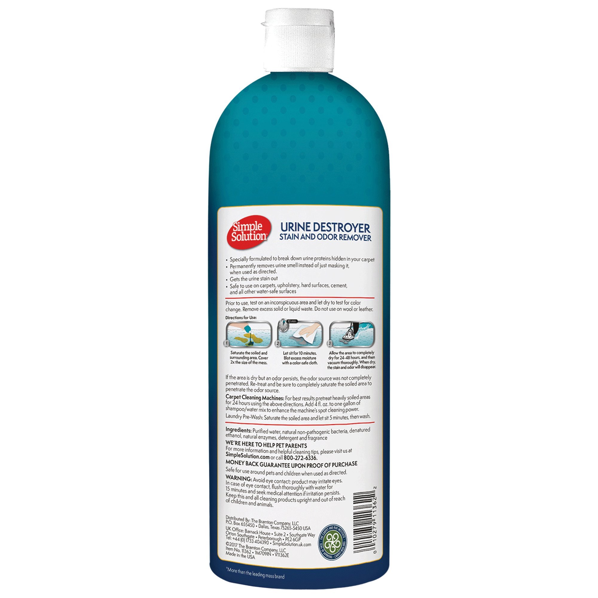 محلول منظف لبول الحيوانات الاليفة من سيمبل سوليوشن | منظف انزيمي مع قوة تنظيف مضاعفة مقاومة للبكتيريا | يستهدف بقع البول والروائح الكريهة