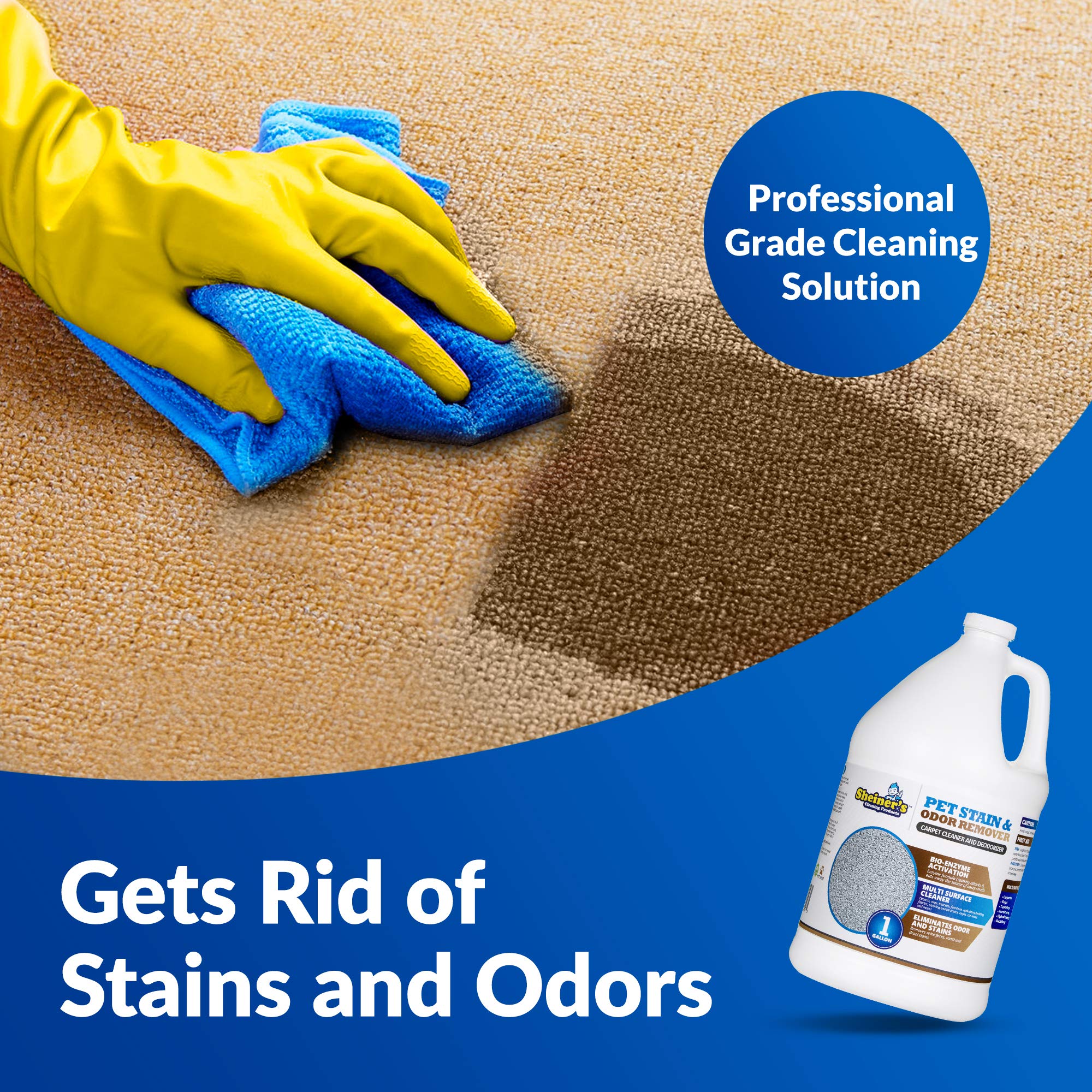 مزيل البقع والروائح الكريهة للحيوانات الاليفة من شينرز - 1 جالون - منظف انزيم حيوي متطور ومزيل للروائح الكريهة للكلاب والقطط - غير سام وآمن على الاطفال