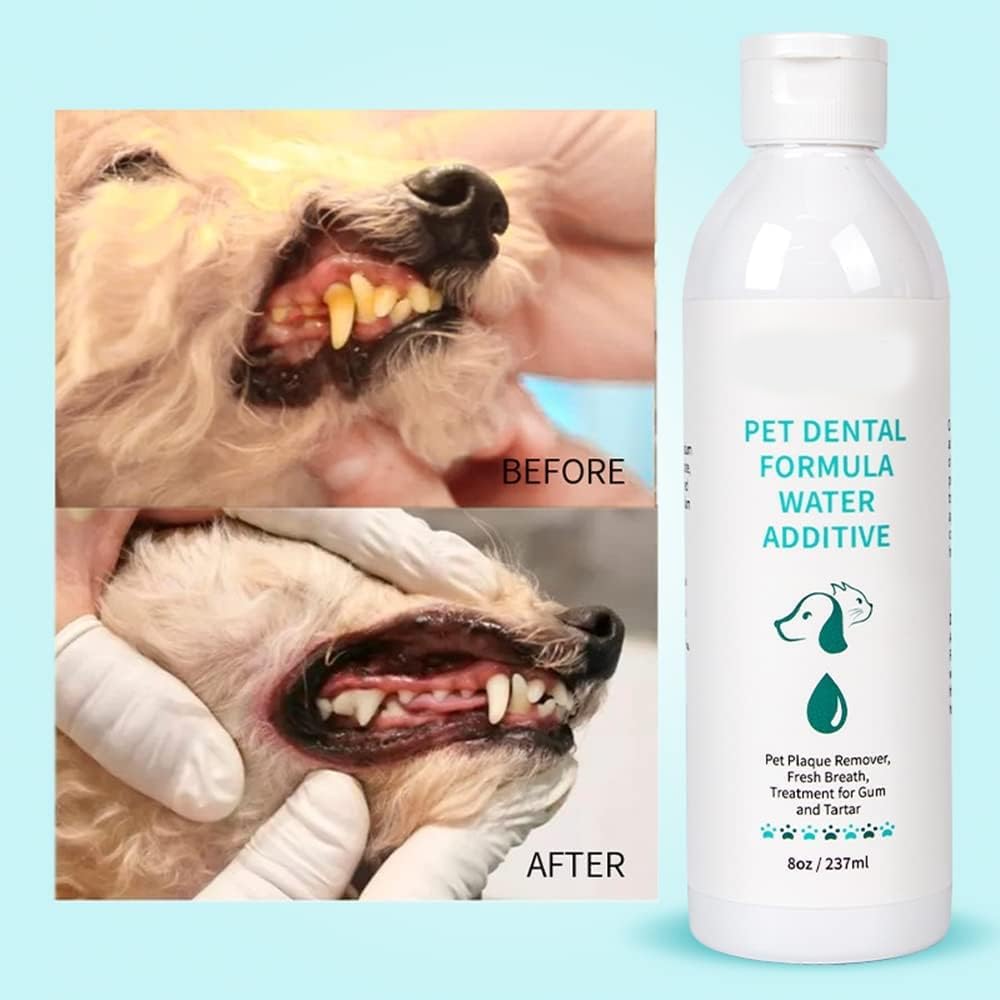 مزيل الجير لاسنان الكلاب والقطط | والجير الطبيعي 100% للحيوانات الاليفة يدعم صحة اللثة والاسنان | مضاف الماء للاسنان برائحة منعشة