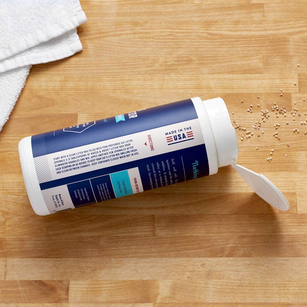 مزيل الروائح الكريهة لصندوق فضلات القطط من روكو اند روكسي - افضل مزيل روائح طبيعي للبول لصناديق فضلات القطط - لن تحتاج الى تغيير فضلات القطط كثيرا - رائحة منعشة - امن للقطط (زجاجة 12 اونصة)