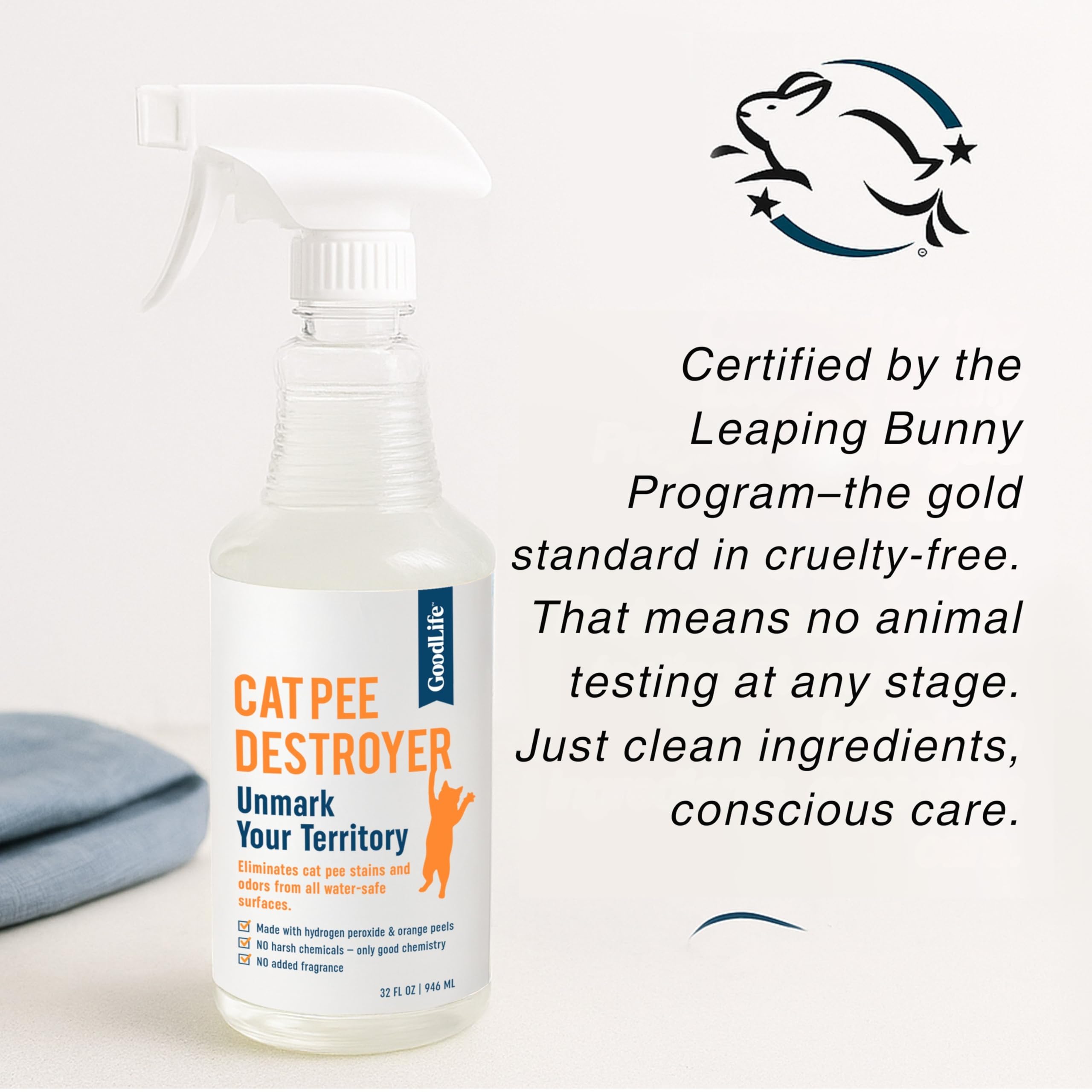 مزيل رائحة بول القطط من جود لايف سولوشنز - مزيل روائح بول القطط للمنزل - مزيل الروائح الكريهة للقطط لصندوق الفضلات والسجاد والمراتب والارائك والاثاث والارضيات - 32 اونصة