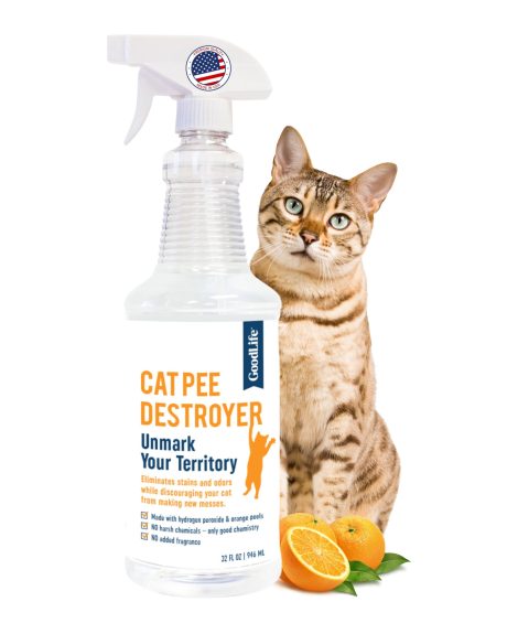 مزيل رائحة بول القطط من جود لايف سولوشنز - مزيل روائح بول القطط للمنزل - مزيل الروائح الكريهة للقطط لصندوق الفضلات والسجاد والمراتب والارائك والاثاث والارضيات - 32 اونصة