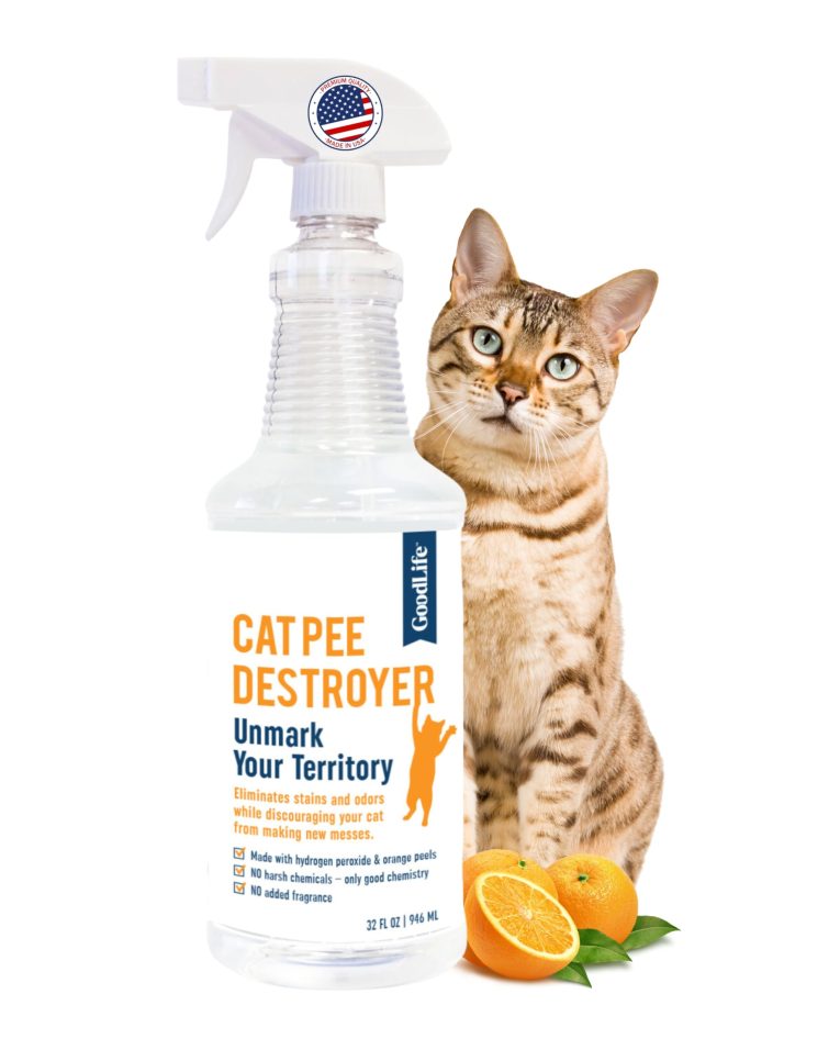 مزيل رائحة بول القطط من جود لايف سولوشنز - مزيل روائح بول القطط للمنزل - مزيل الروائح الكريهة للقطط لصندوق الفضلات والسجاد والمراتب والارائك والاثاث والارضيات - 32 اونصة