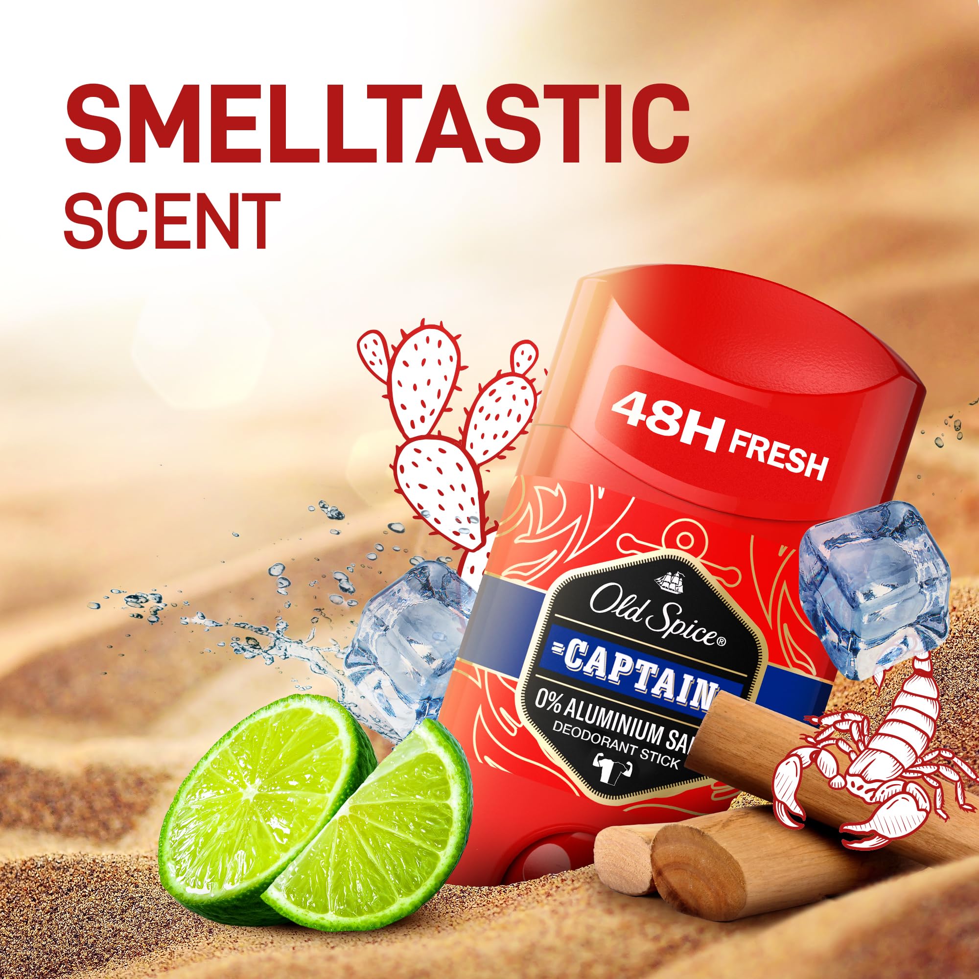 مزيل عرق على شكل عصا من أولد سبايس برائحة منعشة للرجال، سعة 50 مل، خالٍ من الألمنيوم مع حماية 48 ساعة ضد البقع