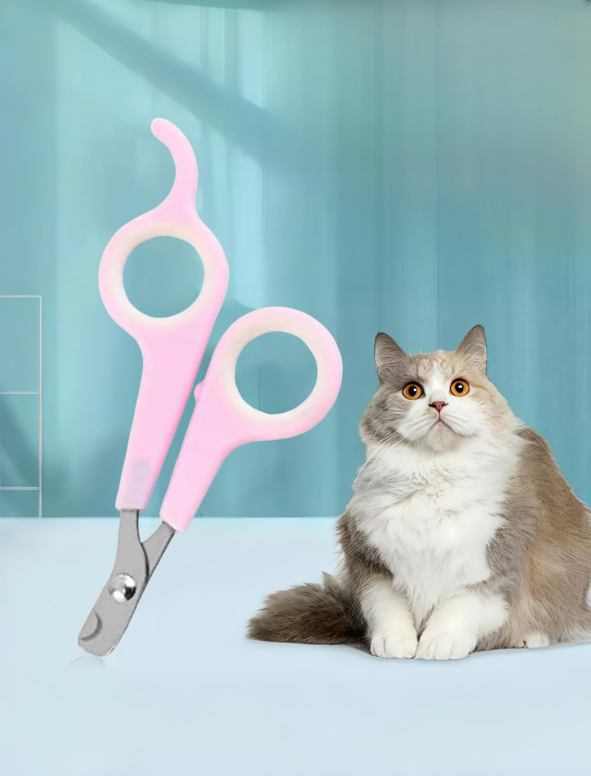 مقص اظافر للحيوانات الاليفة من قطعة واحدة، مقص للعناية بمخالب الكلاب والقطط، من الستانلس ستيل - للحيوانات الاليفة الصغيرة والمتوسطة، بينك وابيض