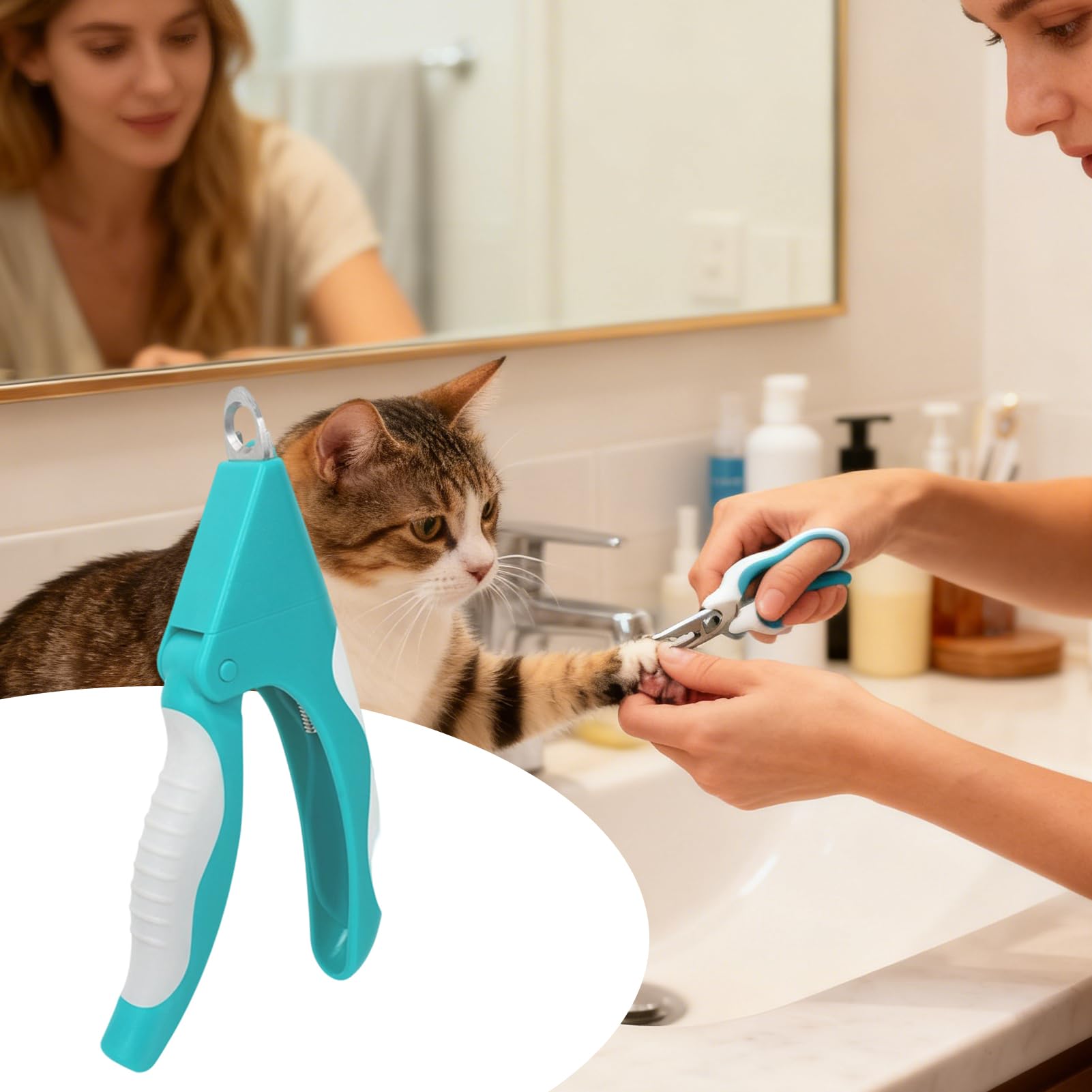 مقص تقليم اظافر القطط مع واقي امان، مقص اظافر للكلاب والقطط - للكلاب والجراء والقطط الصغيرة المتوسطة والكبيرة للاستخدام اليومي في المنزل والسفر والاستحمام
