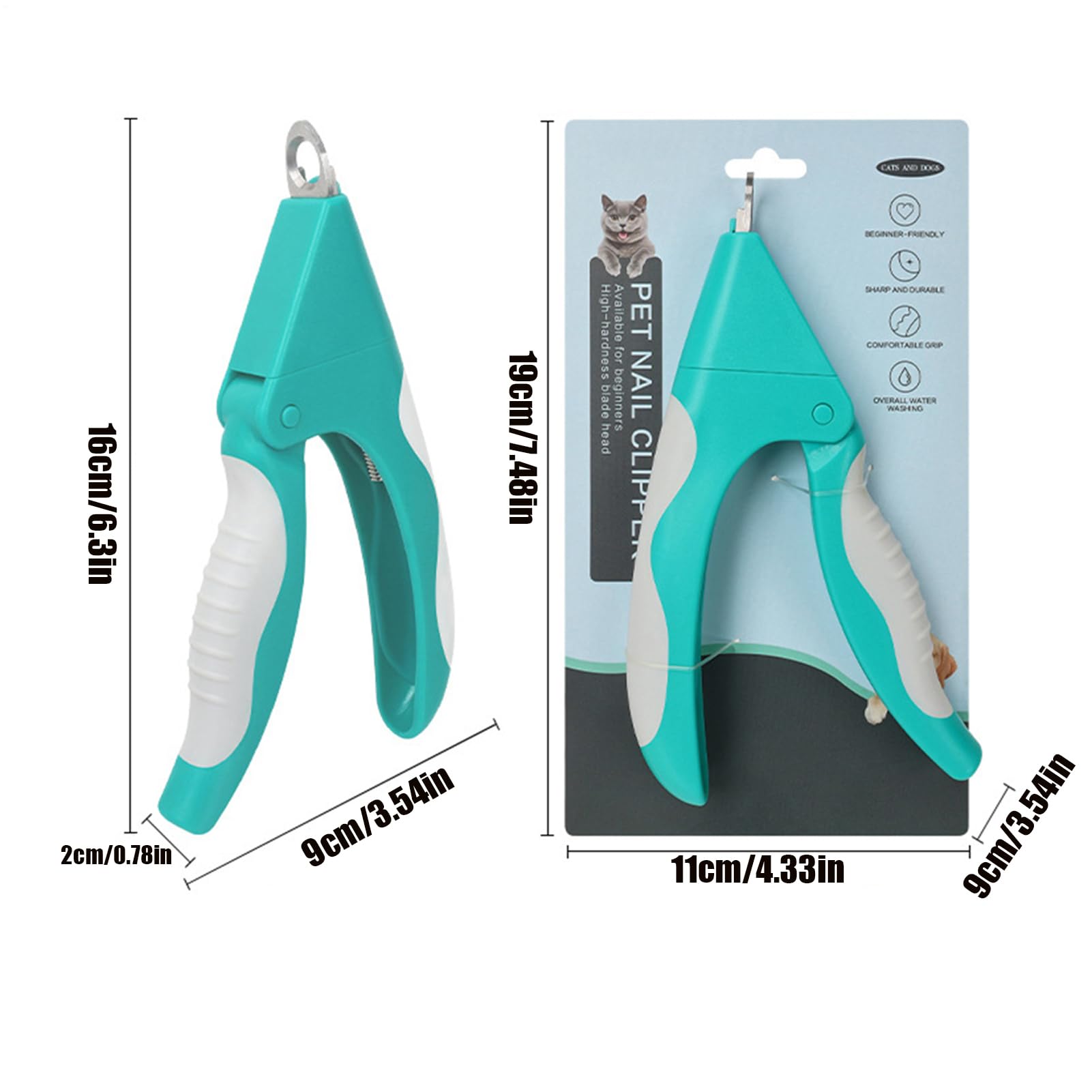 مقص تقليم اظافر القطط مع واقي امان، مقص اظافر للكلاب والقطط - للكلاب والجراء والقطط الصغيرة المتوسطة والكبيرة للاستخدام اليومي في المنزل والسفر والاستحمام