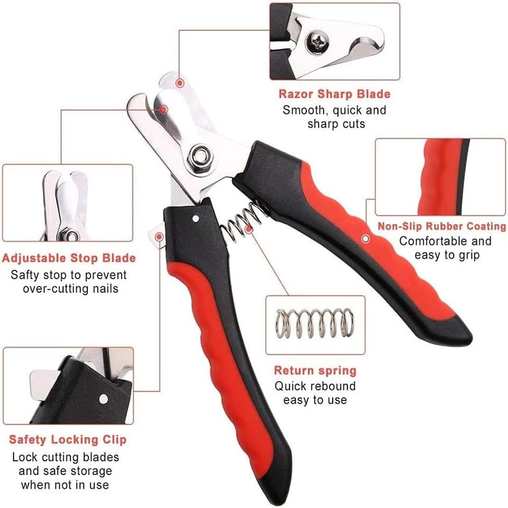 مقص وقصافة اظافر للقطط والكلاب من مومو بير مع واقي امان لتجنب الافراط قص الاظافر، مبرد اظافر مجاني