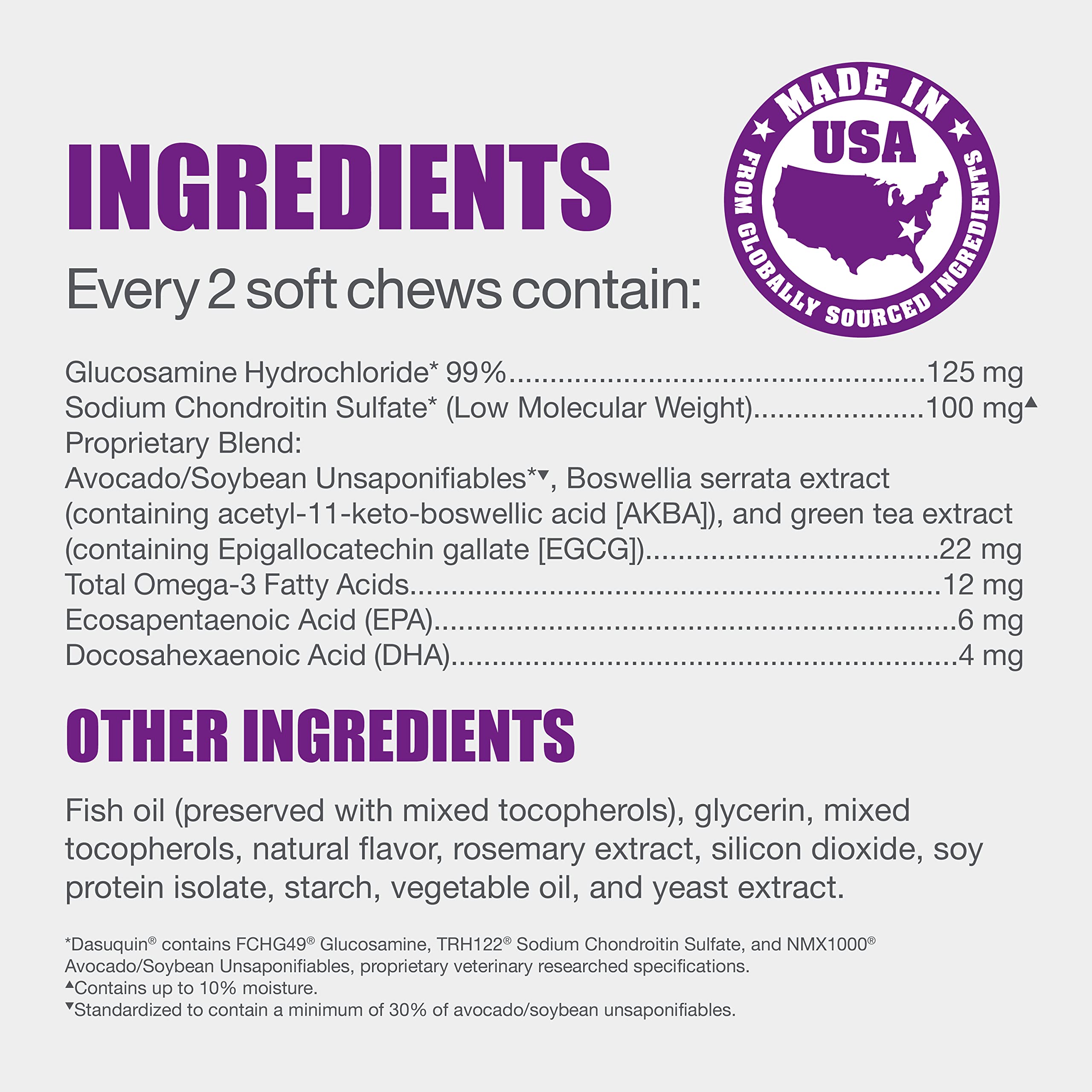 مكمل صحي داسوكوين للقطط من نوتراماكس - مع الجلوكوزامين والشوندروتن وخلاصة بوسويليا سيراتا ومستخلص الشاي الاخضر واوميجا 3، 84 قطعة مضغ ناعمة