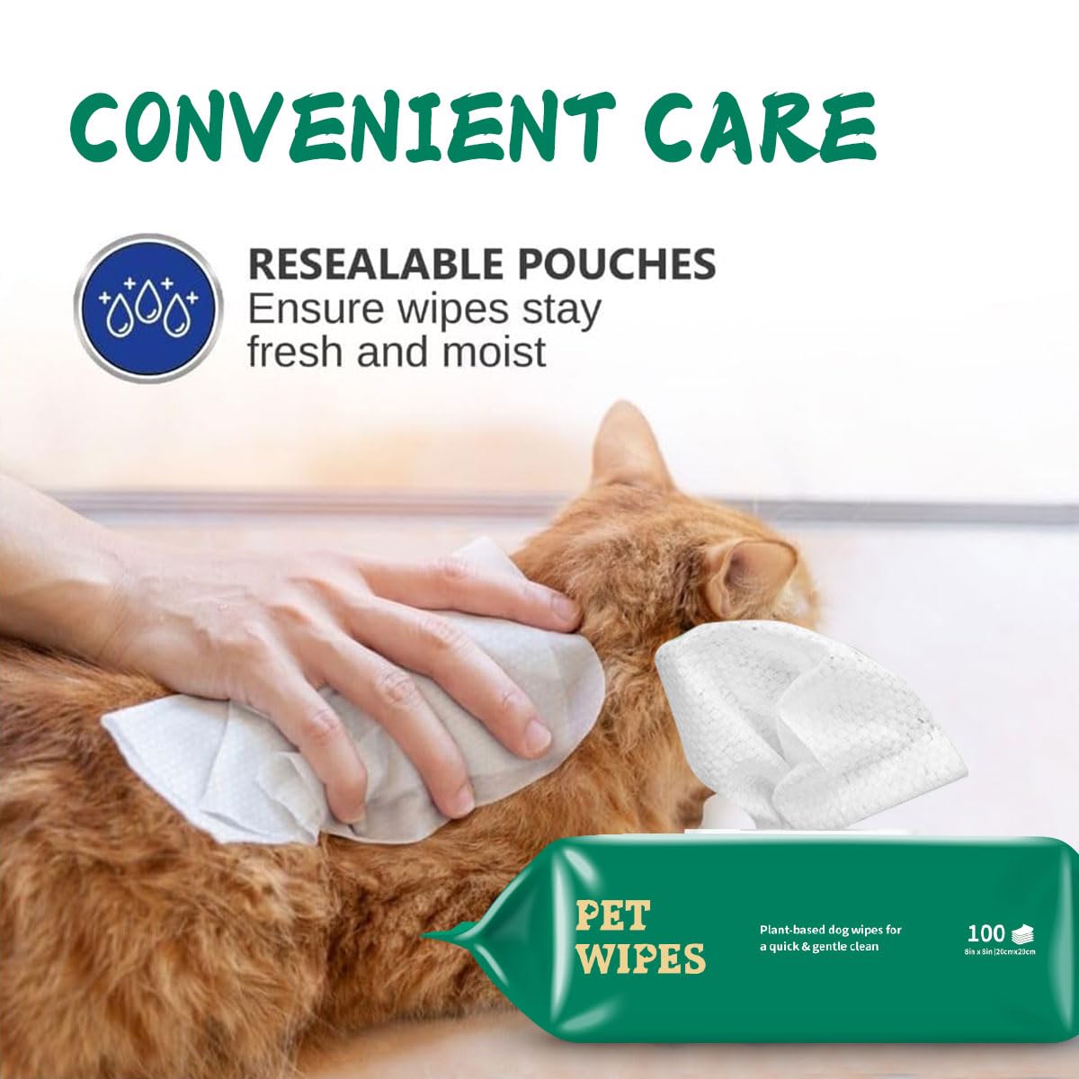 مناديل مبللة للكلاب والحيوانات الأليفة، مضادة للحساسية وغير معطرة بسماكة عالية، لتنظيف الكفوف والأذنين والمؤخرة والوجه والعينين، للاستخدام في المنزل أو أثناء التنقل والسفر من اي سي في في، عبوة 100