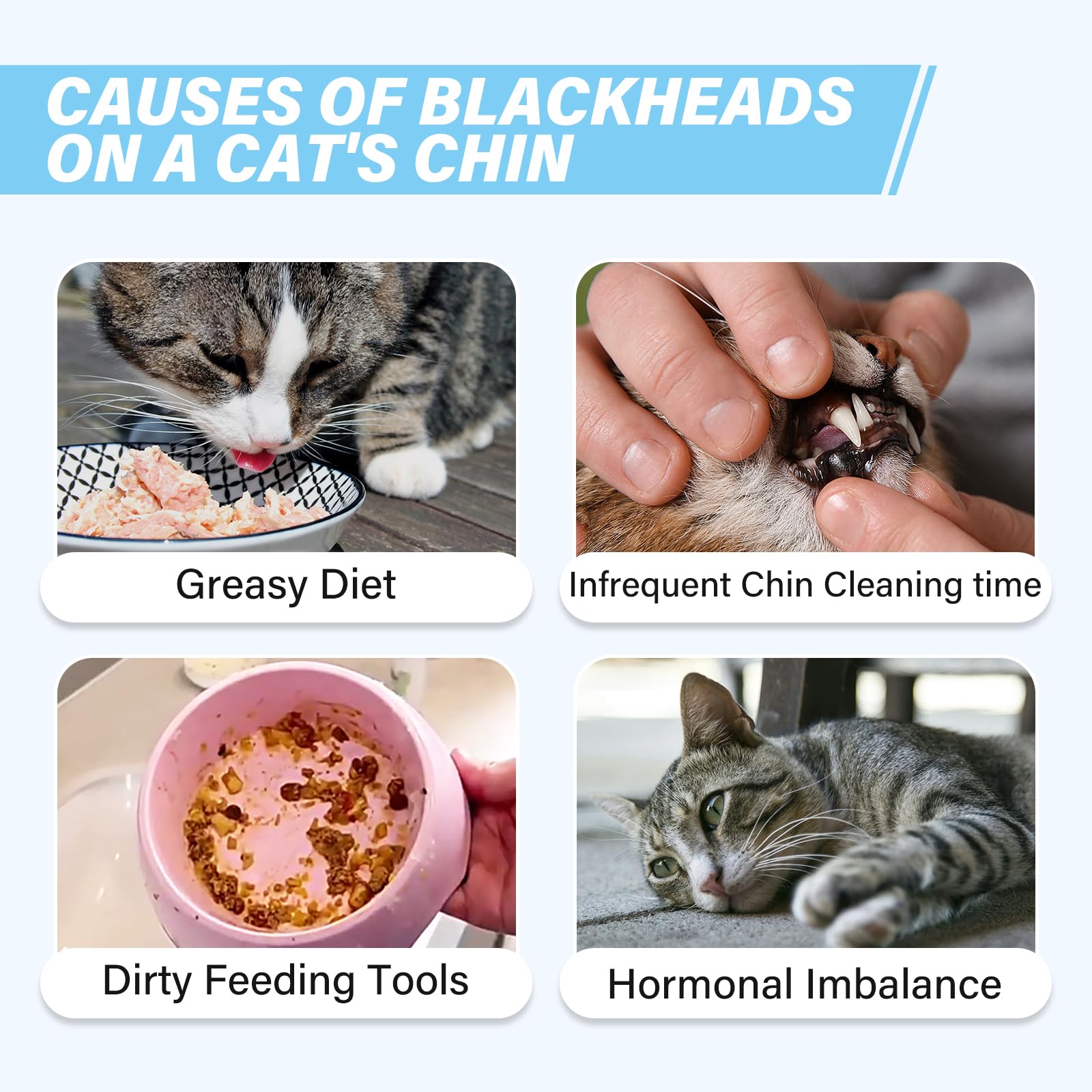 منظف ذقن القطط من اويفولي، فعال لتخفيف حب الشباب للقطط - للعناية بحب الشباب والذقن للقطط - رغوة تنظيف بدون شطف - مع فرشاة سيليكون ناعمة - 100 مل