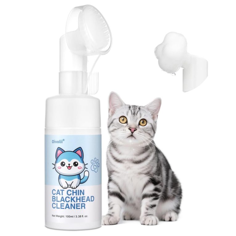 منظف ذقن القطط من اويفولي، فعال لتخفيف حب الشباب للقطط - للعناية بحب الشباب والذقن للقطط - رغوة تنظيف بدون شطف - مع فرشاة سيليكون ناعمة - 100 مل