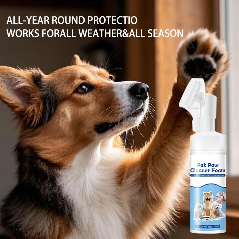 منظف مخالب الكلاب والقطط، 150 مل، منظف رغوي سحري خالي من الشطف، شامبو جاف وفرشاة قدم مع مستخلص جوز الهند، غسيل للتحكم في الرائحة، مناسب للجراء