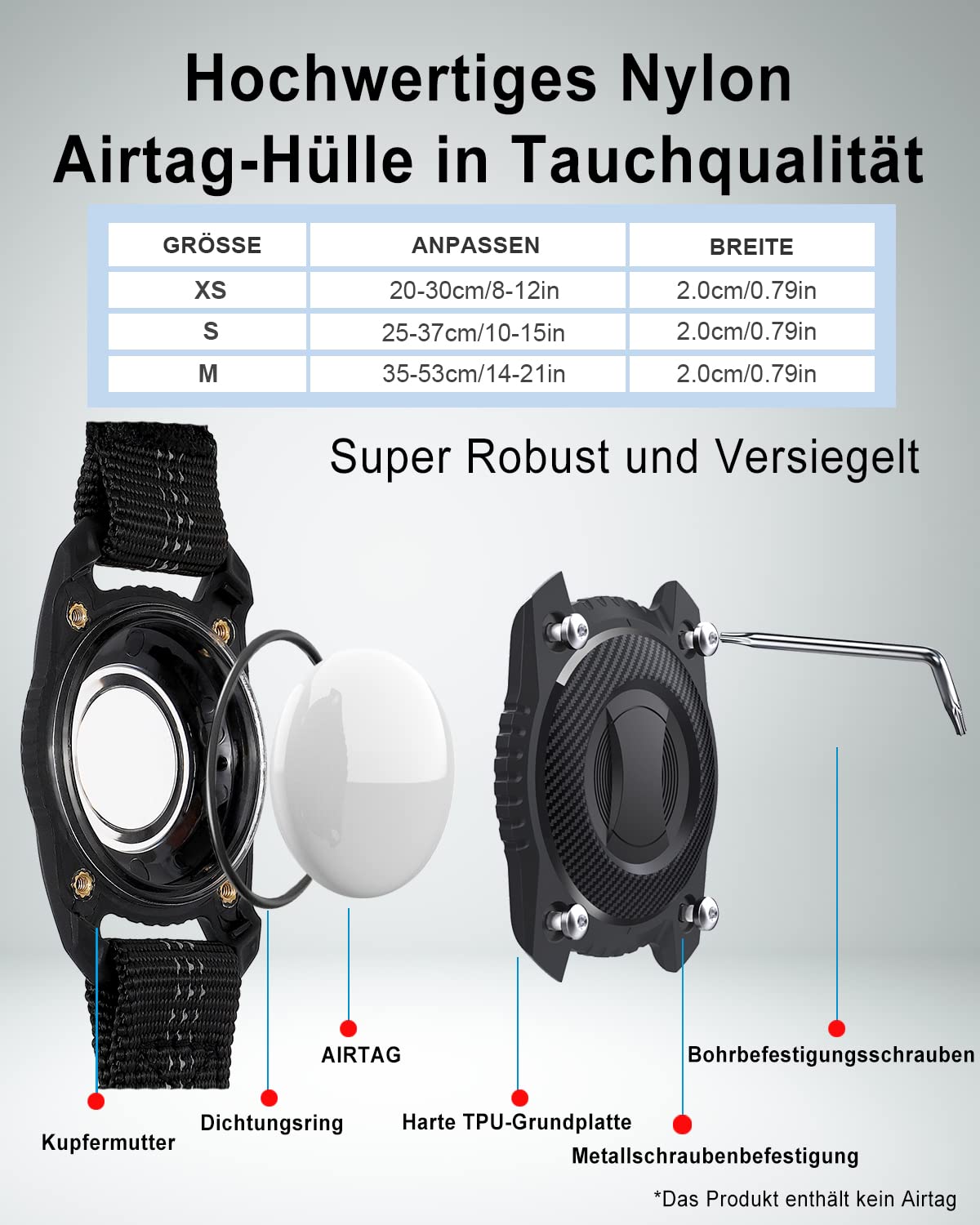 وانونتا طوق اير تاغ للقطط - طوق كلب ايرتاغ - طوق اير تاغ - طوق للقطط من النايلون العاكس مع حافظة ايرتاج مقاومة للماء وجرس، جهاز تتبع GPS مدمج بدلاية ابل ايرتاج