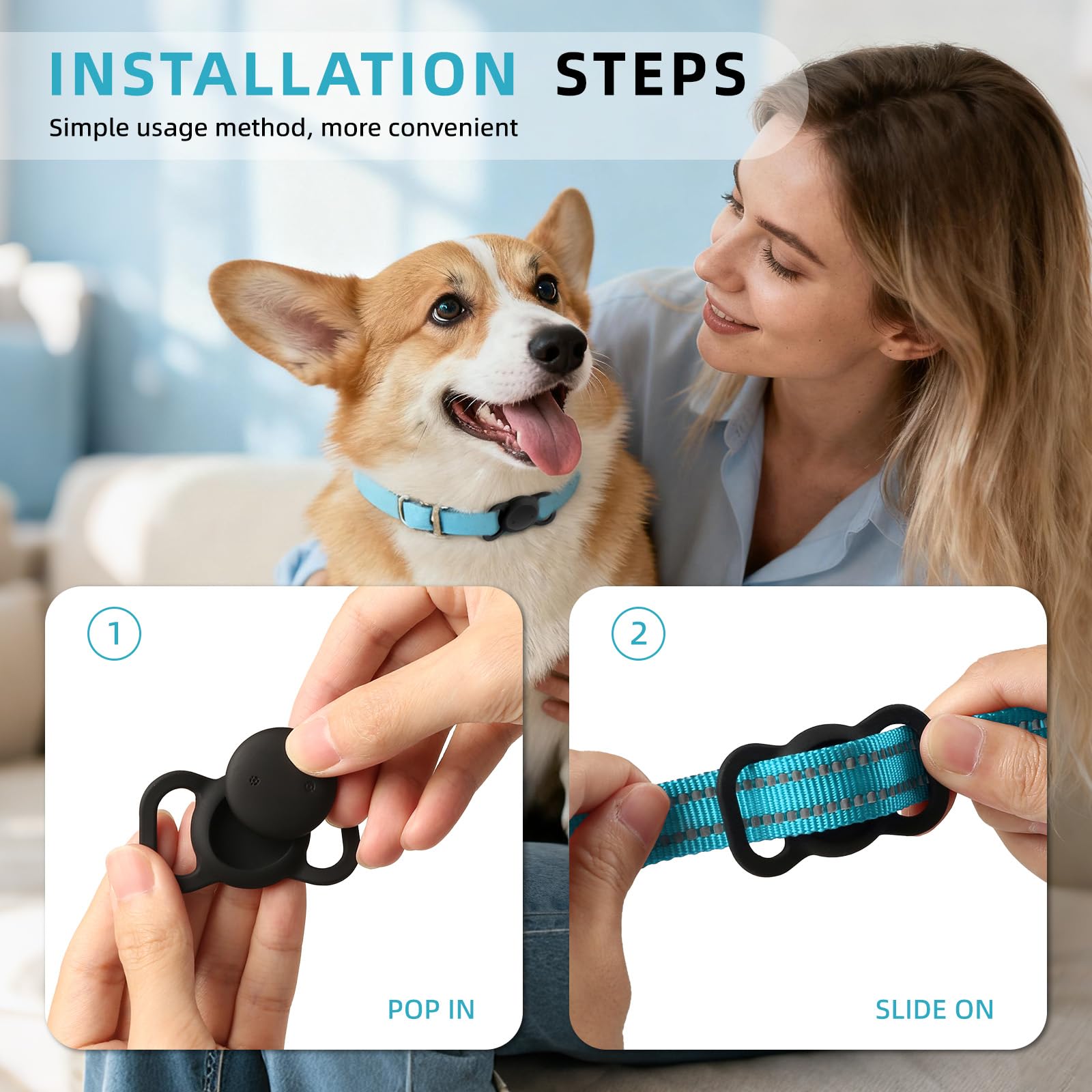 Dog Tracker Android - Real Time GPS Dog Tracker - No Monthly Fees - Works with Google Find Hub (Android Only) - Dog Collar Holder with Tracking Device (1 Pack)