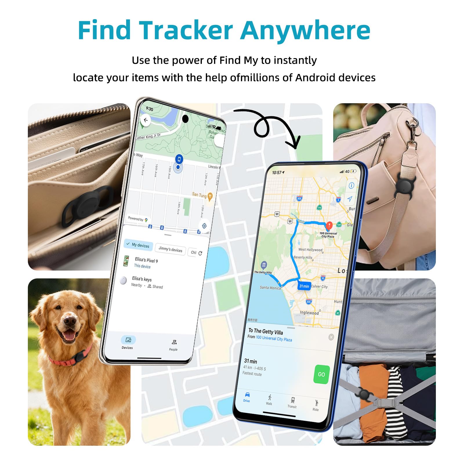 Dog Tracker Android - Real Time GPS Dog Tracker - No Monthly Fees - Works with Google Find Hub (Android Only) - Dog Collar Holder with Tracking Device (1 Pack)