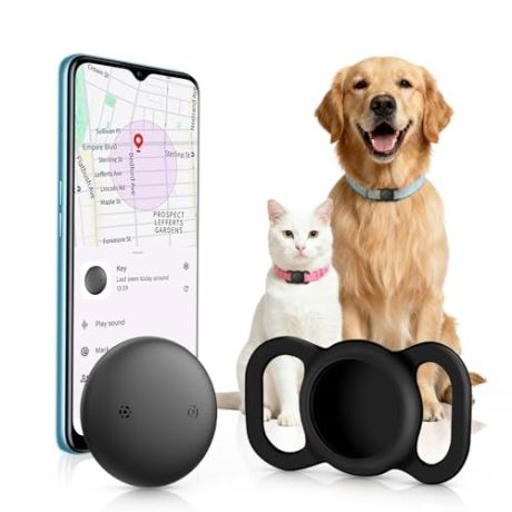Dog Tracker Android - Real Time GPS Dog Tracker - No Monthly Fees - Works with Google Find Hub (Android Only) - Dog Collar Holder with Tracking Device (1 Pack)