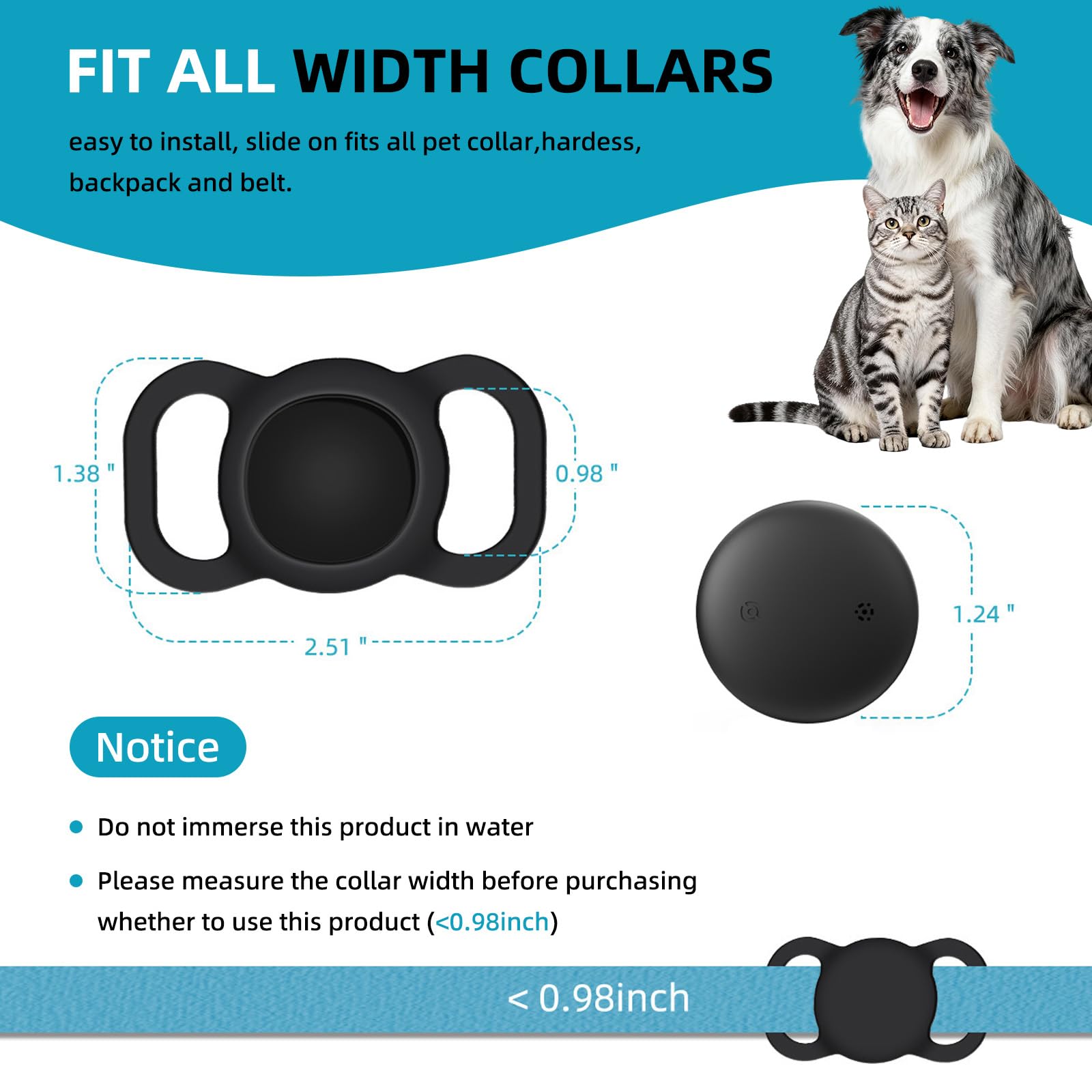 Dog Tracker Android - Real Time GPS Dog Tracker - No Monthly Fees - Works with Google Find Hub (Android Only) - Dog Collar Holder with Tracking Device (1 Pack)