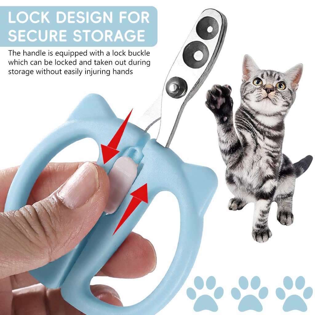 HASTHIP® Cat Nail Clipper, Stainless Steel Pet Nail Trimmer, Safe Sharp Grooming Clipper with 2-Size Holes, Precise Paw Grooming Cutter for Cats & Kittens