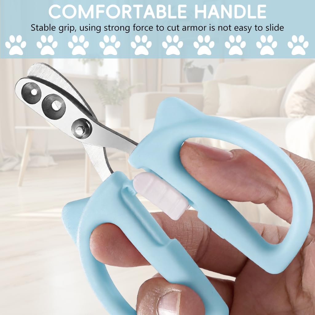 HASTHIP® Cat Nail Clipper, Stainless Steel Pet Nail Trimmer, Safe Sharp Grooming Clipper with 2-Size Holes, Precise Paw Grooming Cutter for Cats & Kittens