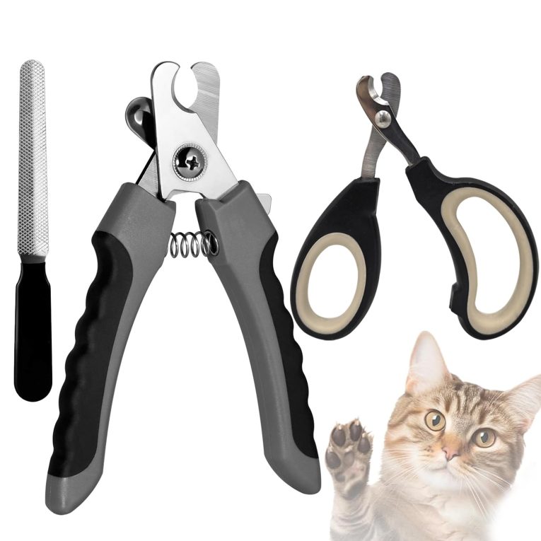 YSYONBOE 3 in 1 Claw Scissors for Dogs Cats Nail Clippers with Nail File Stainless Steel Claw Pliers for Beginners Cat Claws Cutter for Pets Claw Care